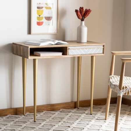 Safavieh Leni Desk, Natural & Brass DSK9003A